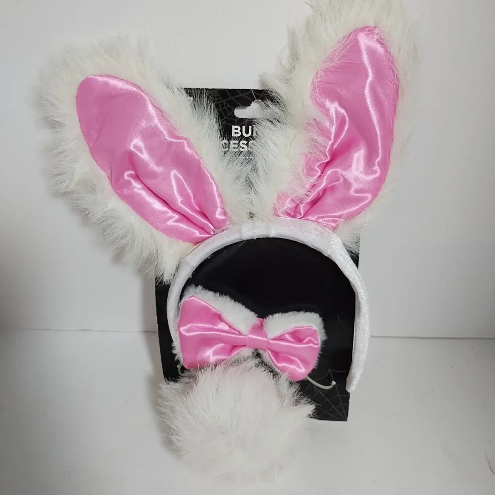 Lot Of 3 Halloween Masks Hooded Sheer Mask Scary Bear Hoodie Bunny Accessory Kit